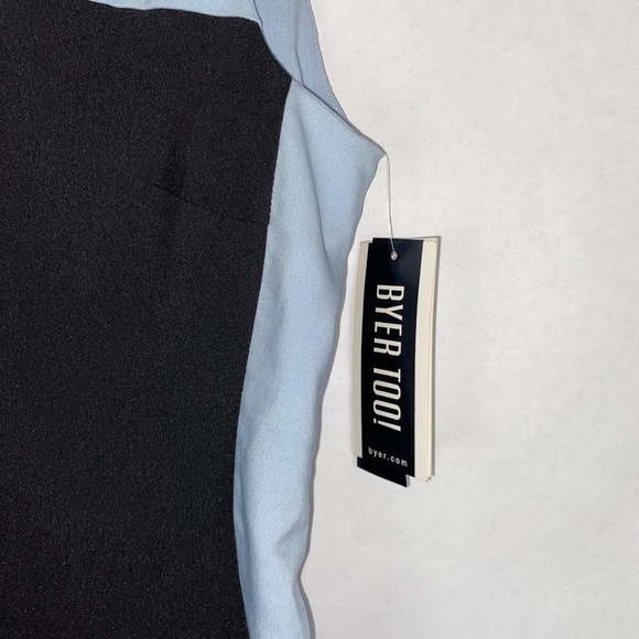 NWT Vintage Byer Too! Color Block Poplin Bengaline Blue Black Mini Dress size 5 - Picture 2 of 8